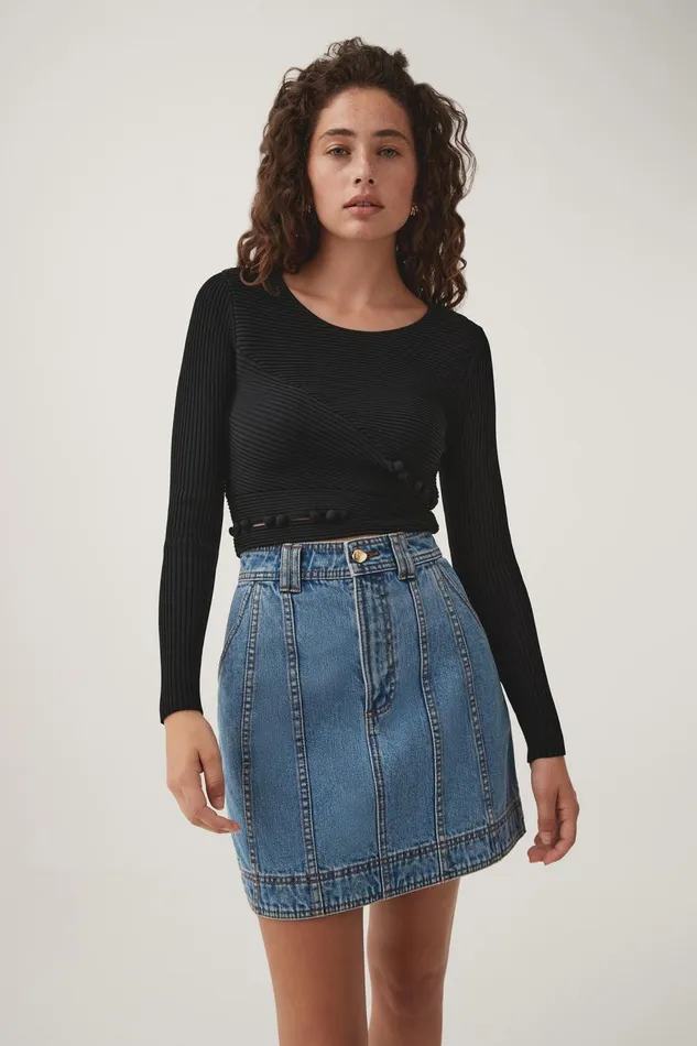 Aje Knitwear and Jumpers Resolute Button Detail Top Black 8211 Women