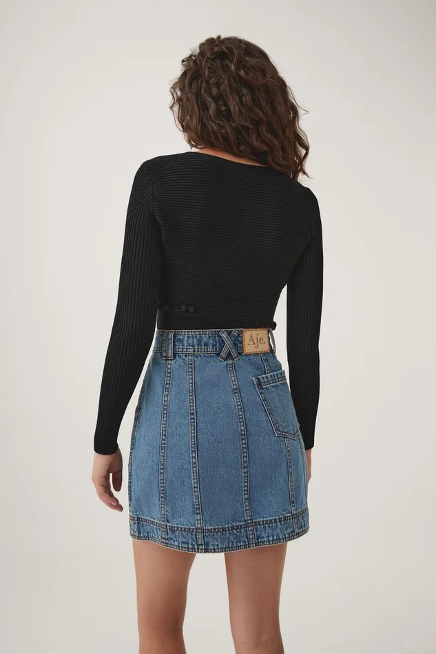 Aje Knitwear and Jumpers Resolute Button Detail Top Black 8211 Women