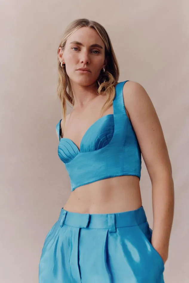 Aje Matching Sets Elation Pleated Bralette Azure Blue 8211 Women