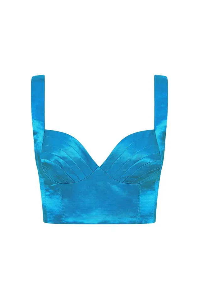 Aje Matching Sets Elation Pleated Bralette Azure Blue 8211 Women Aje Matching Sets Elation Pleated Bralette Azure Blue 8211 Women