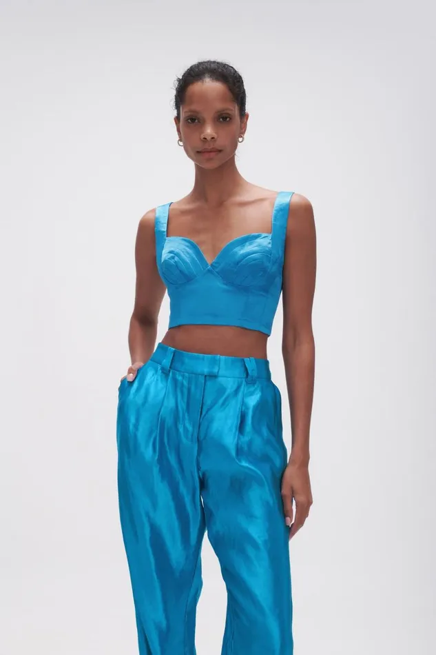 Aje Matching Sets Elation Pleated Bralette Azure Blue 8211 Women Aje Matching Sets Elation Pleated Bralette Azure Blue 8211 Women