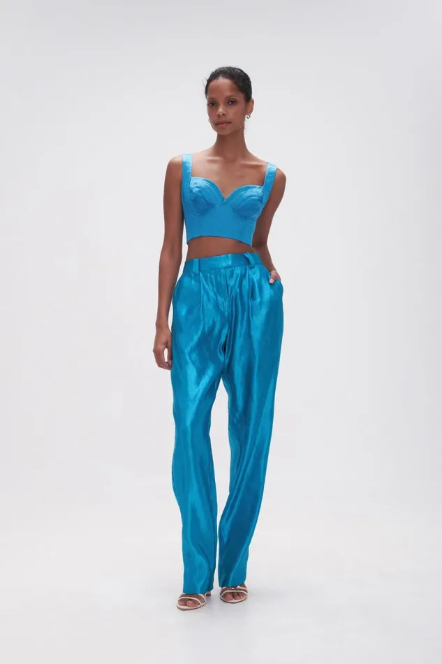 Aje Matching Sets Elation Pleated Bralette Azure Blue 8211 Women Aje Matching Sets Elation Pleated Bralette Azure Blue 8211 Women