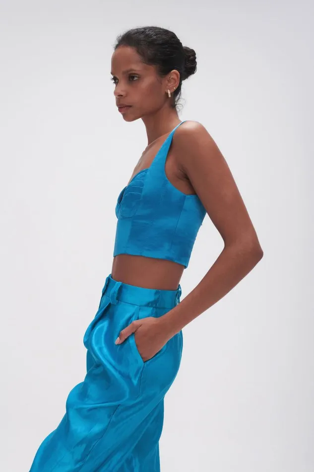 Aje Matching Sets Elation Pleated Bralette Azure Blue 8211 Women Aje Matching Sets Elation Pleated Bralette Azure Blue 8211 Women