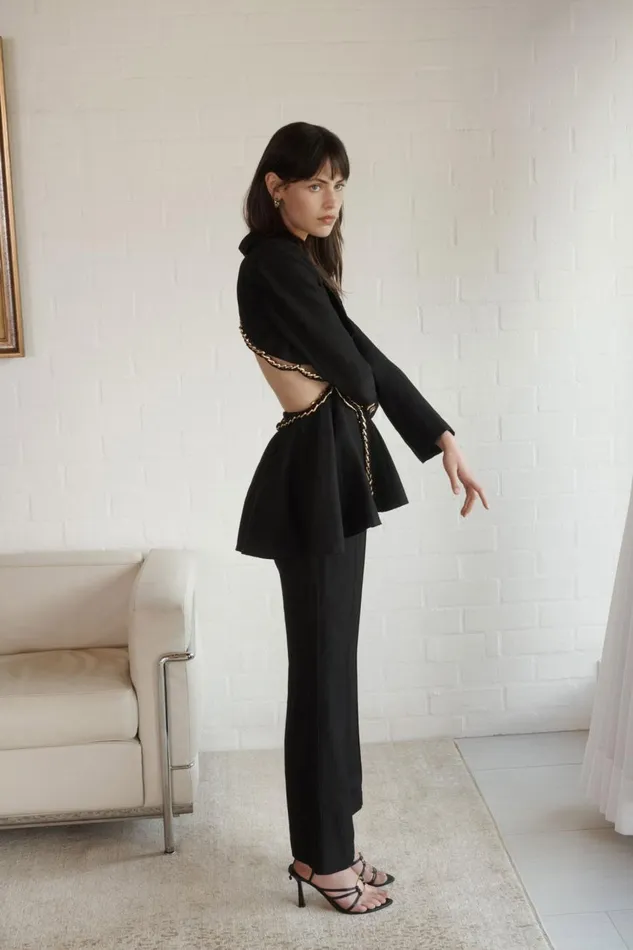 Aje Matching Sets Opal Backless Chainlink Jacket Black 8211 Women