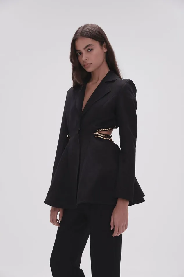 Aje Matching Sets Opal Backless Chainlink Jacket Black 8211 Women