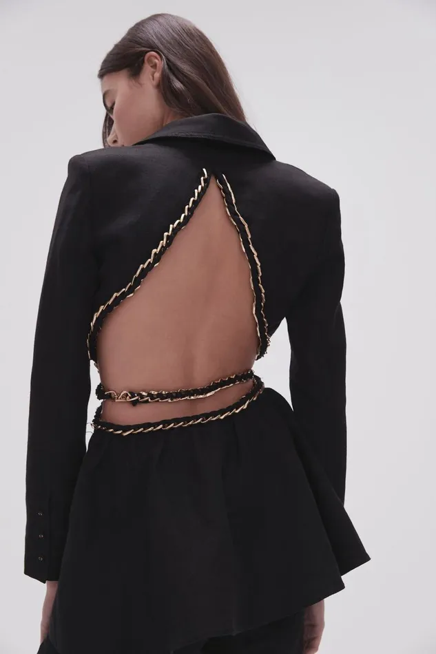 Aje Matching Sets Opal Backless Chainlink Jacket Black 8211 Women