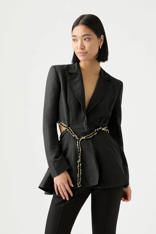 Aje Matching Sets Opal Backless Chainlink Jacket Black 8211 Women