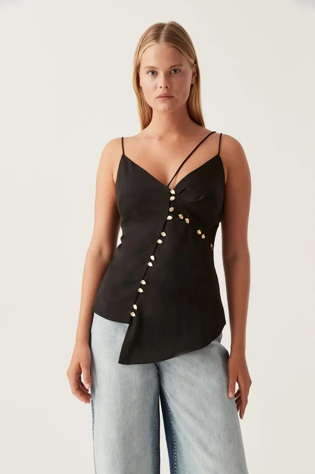 Aje Matching Sets Riddle Button Down Top Black 8211 Women