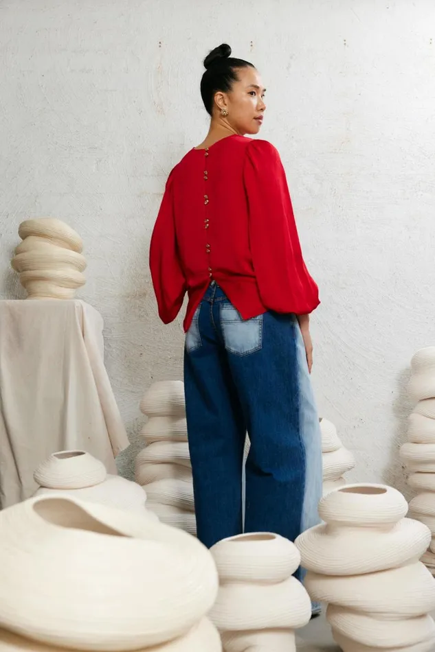 Aje Matching Sets Riya Blouse Scarlet Red 8211 Women Aje Matching Sets Riya Blouse Scarlet Red 8211 Women