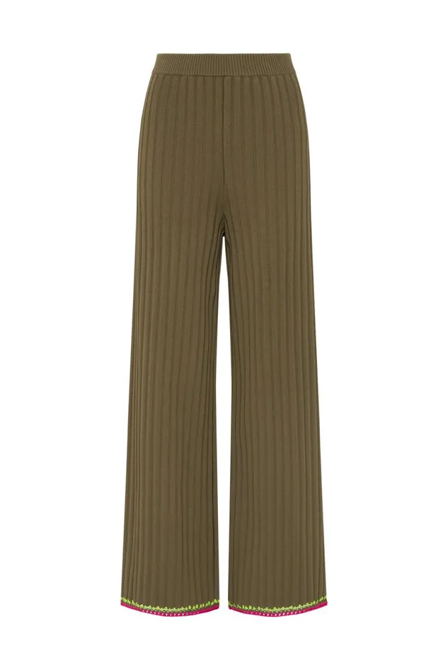 Aje Matching Sets Tazia Crochet Edge Knit Pants Deep Olive 8211 Women