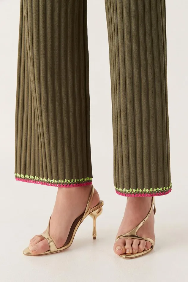 Aje Matching Sets Tazia Crochet Edge Knit Pants Deep Olive 8211 Women