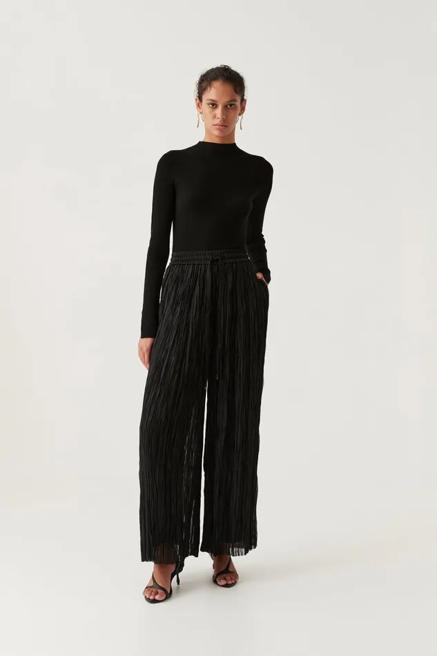 Aje Pants Aeriel Pleated Palazzo Pant Black 8211 Women