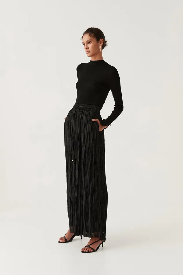 Aje Pants Aeriel Pleated Palazzo Pant Black 8211 Women