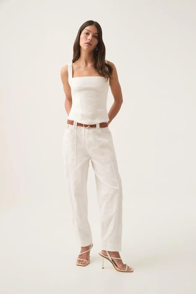 Aje Pants Ren Barrel Leg Jeans White 8211 Women