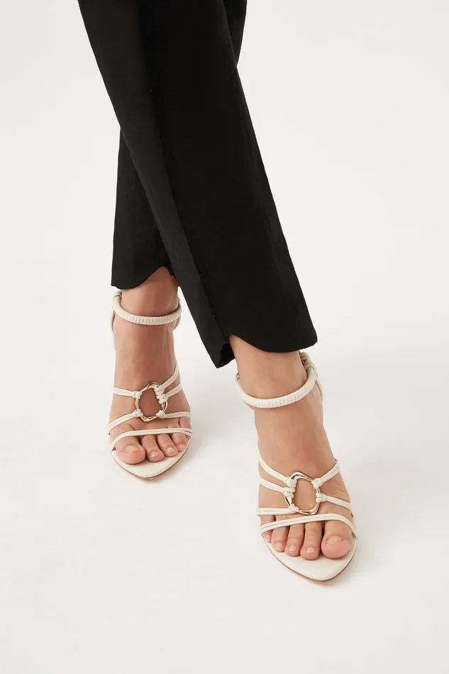 Aje Shoes Mirage Leather Strappy Heel Ivory 8211 Women