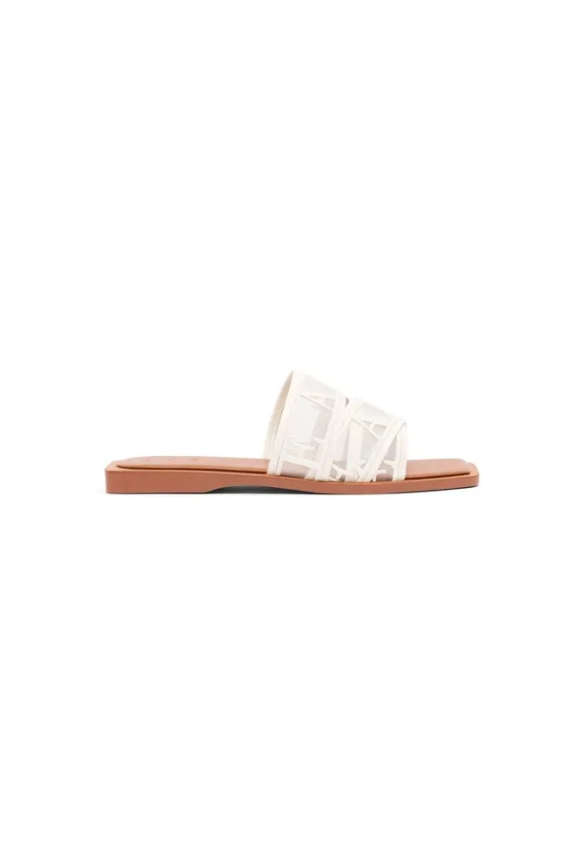 Aje Shoes Reed Sheer Logo Slide Ivorytan 8211 Women