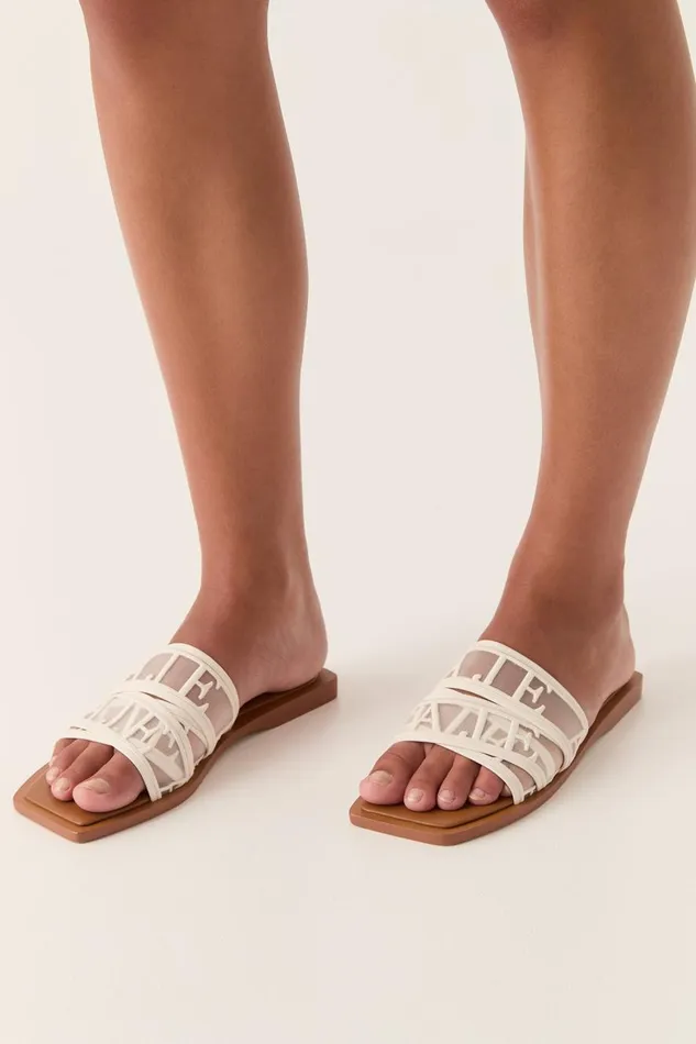 Aje Shoes Reed Sheer Logo Slide Ivorytan 8211 Women Aje Shoes Reed Sheer Logo Slide Ivorytan 8211 Women