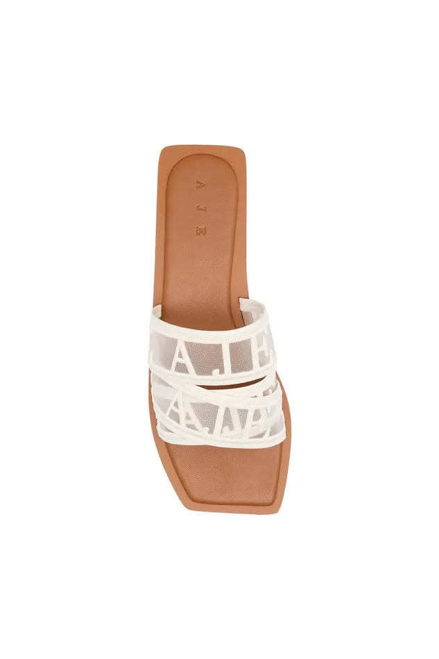 Aje Shoes Reed Sheer Logo Slide Ivorytan 8211 Women Aje Shoes Reed Sheer Logo Slide Ivorytan 8211 Women