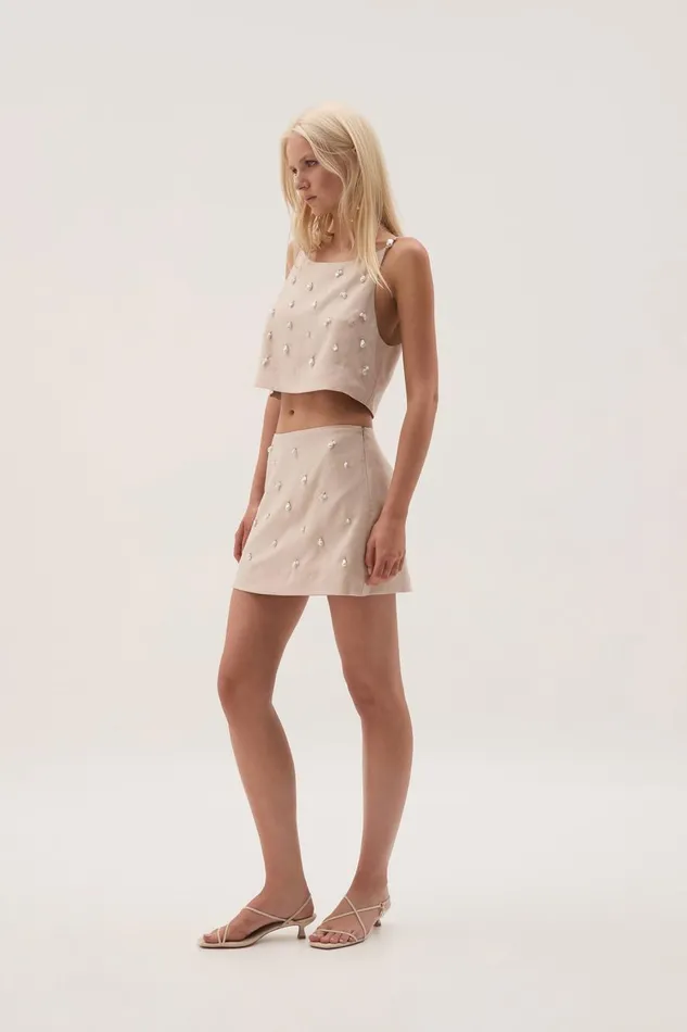 Aje Skirts Akoya Mini Skirt Oatmeal 8211 Women