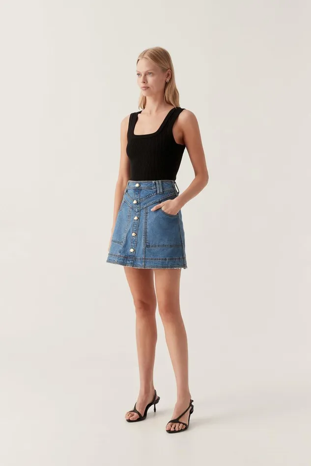 Aje Skirts Belmond Denim Mini Skirt 90039s Wash 8211 Women