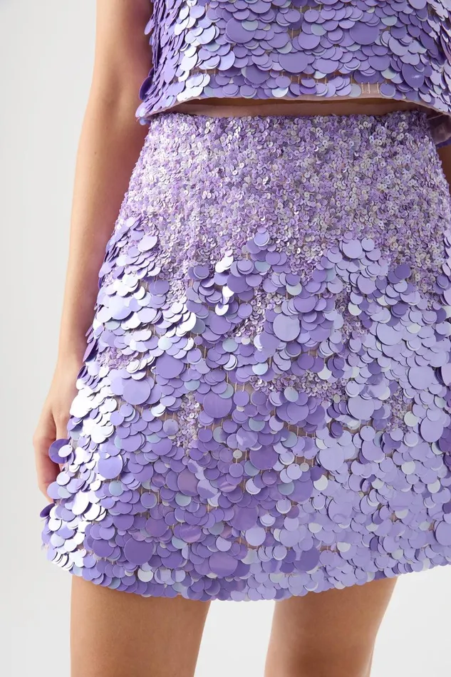 Aje Skirts Cherie Sequin Mini Skirt Lilac 8211 Women