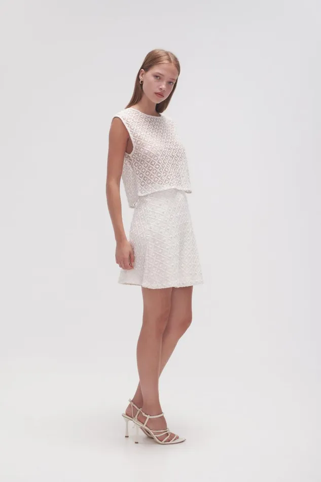 Aje Skirts Freya Diamond Pearl Mini Skirt Ivory 8211 Women