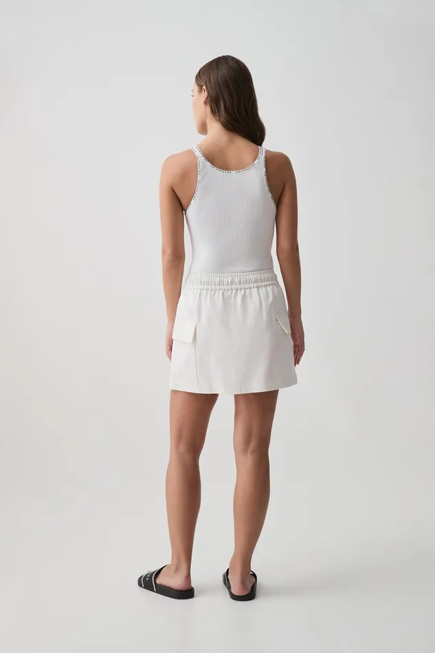 Aje Skirts Logo Tape Twill Mini Skirt 650 White 8211 Women Aje Skirts Logo Tape Twill Mini Skirt 650 White 8211 Women