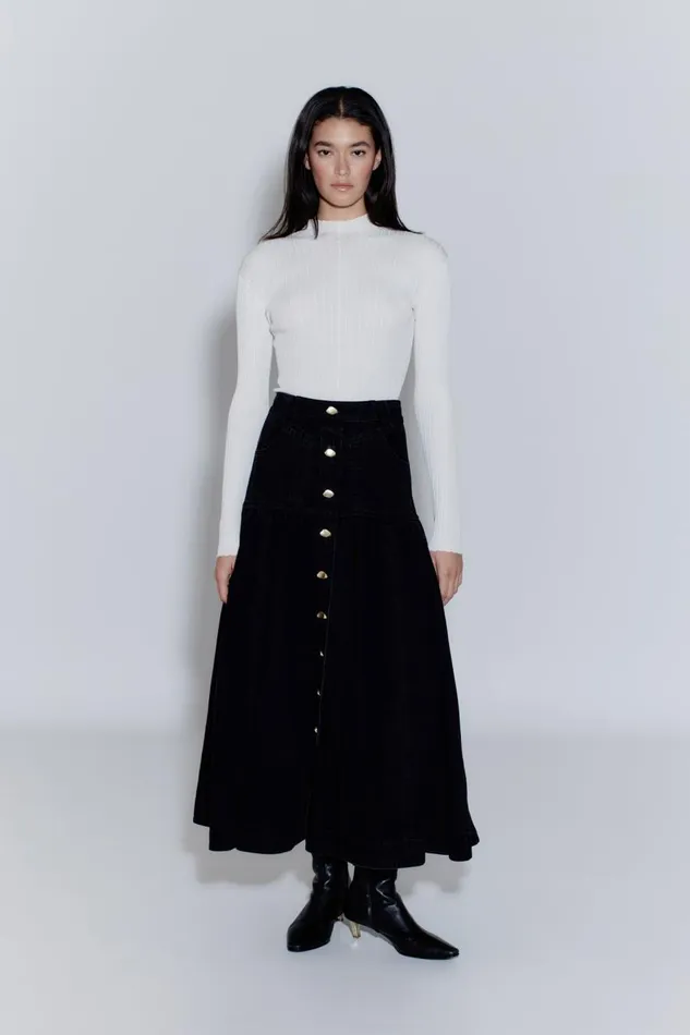 Aje Skirts Maya Belmond Denim Midi Skirt Black 8211 Women