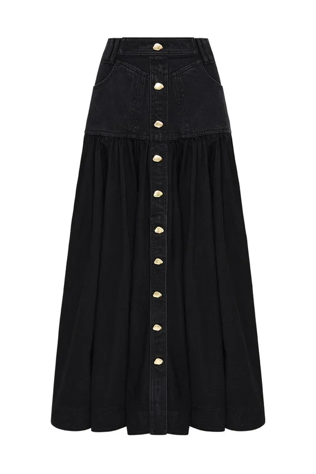 Aje Skirts Maya Belmond Denim Midi Skirt Black 8211 Women