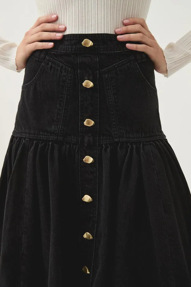 Aje Skirts Maya Belmond Denim Midi Skirt Black 8211 Women