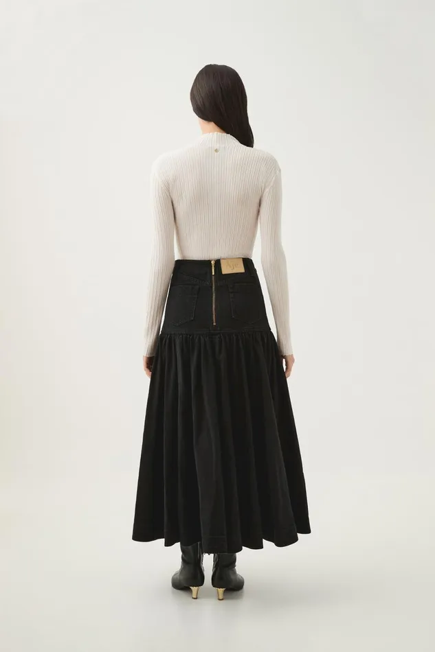Aje Skirts Maya Belmond Denim Midi Skirt Black 8211 Women