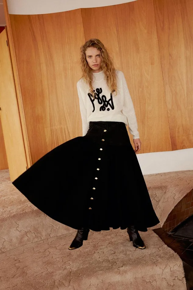 Aje Skirts Maya Belmond Denim Midi Skirt Black 8211 Women