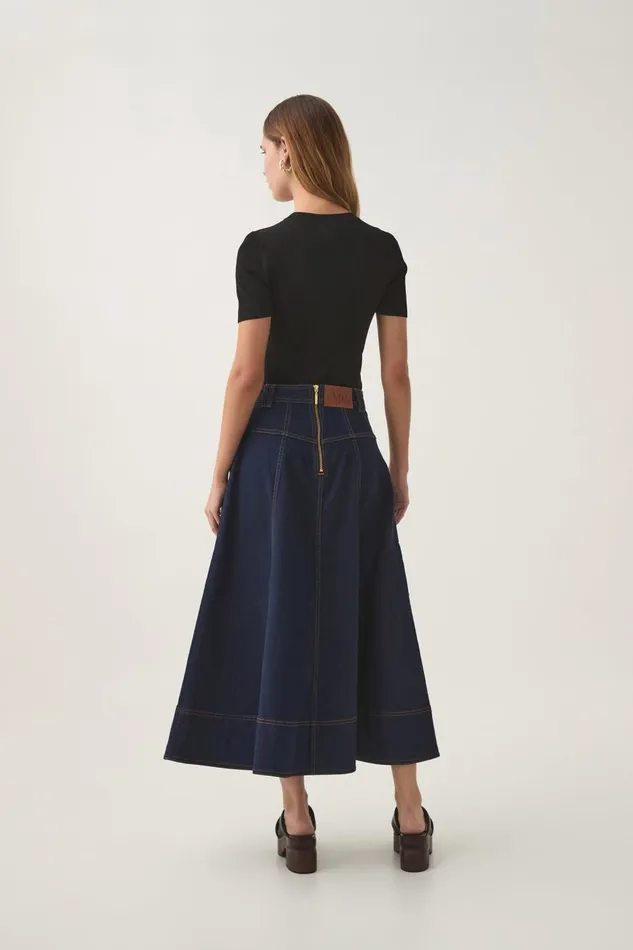 Aje Skirts Resonance Denim Midi Skirt Indigo 8211 Women
