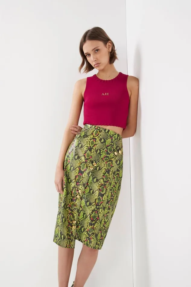 Aje Skirts Serpentine Vegan Leather Midi Skirt Snake Effect 8211 Women