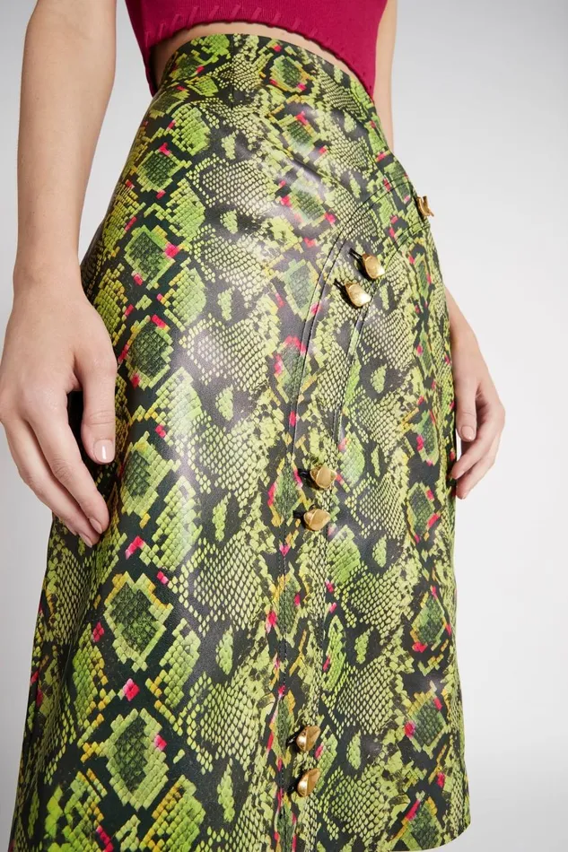 Aje Skirts Serpentine Vegan Leather Midi Skirt Snake Effect 8211 Women
