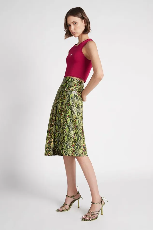 Aje Skirts Serpentine Vegan Leather Midi Skirt Snake Effect 8211 Women