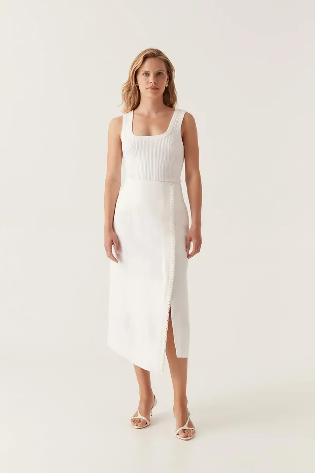 Aje Skirts Theory Cinched Midi Skirt Ivory 8211 Women