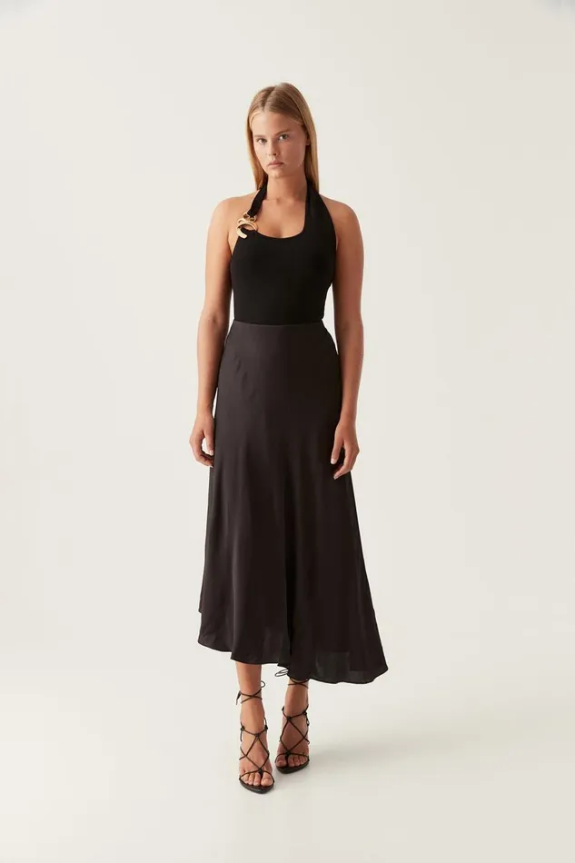 Aje Skirts Valeria Asymmetric Midi Skirt Black 8211 Women