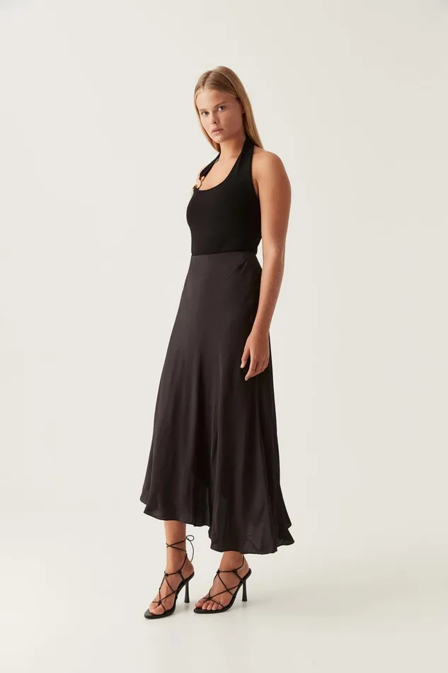 Aje Skirts Valeria Asymmetric Midi Skirt Black 8211 Women