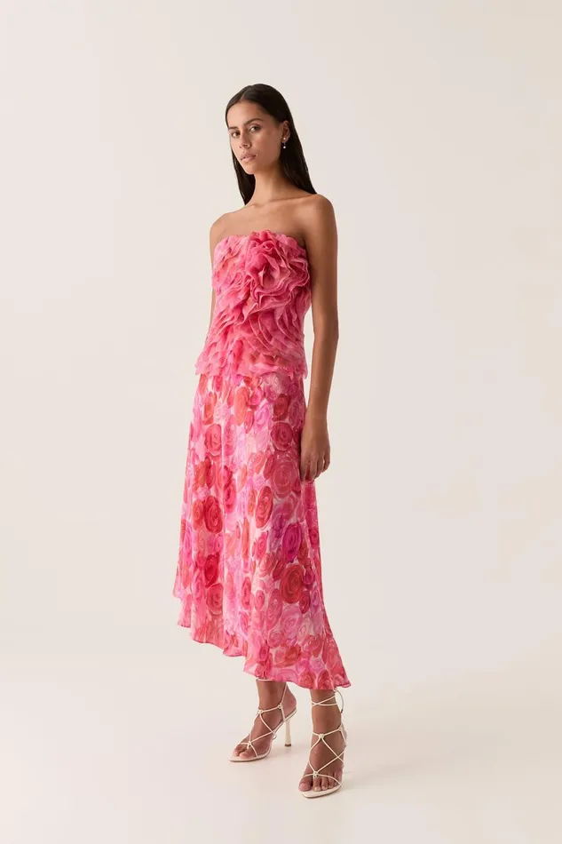 Aje Skirts Valeria Asymmetric Midi Skirt Misty Rose 8211 Women