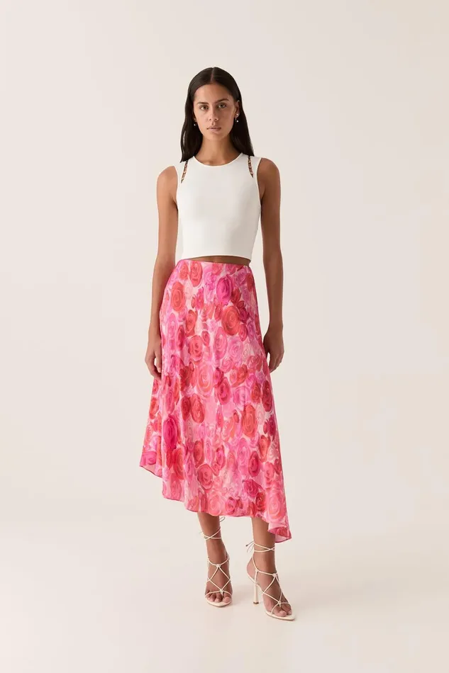 Aje Skirts Valeria Asymmetric Midi Skirt Misty Rose 8211 Women