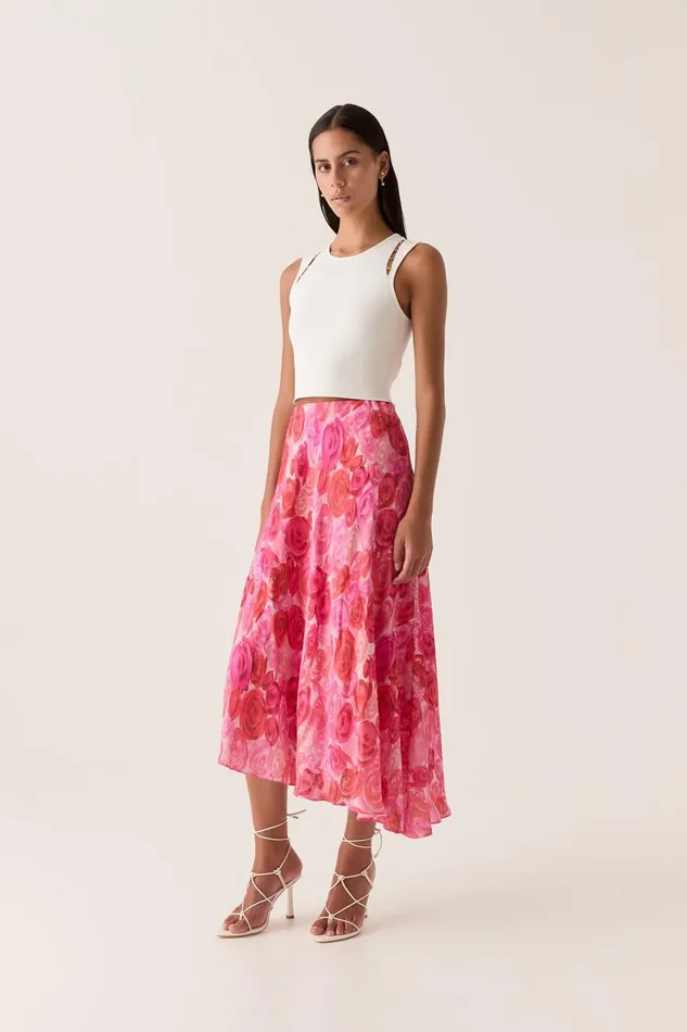 Aje Skirts Valeria Asymmetric Midi Skirt Misty Rose 8211 Women