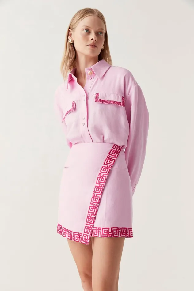 Aje Skirts Voyager Embroidered Mini Skirt Sweet Pinkbrilliant Pink 8211 Women
