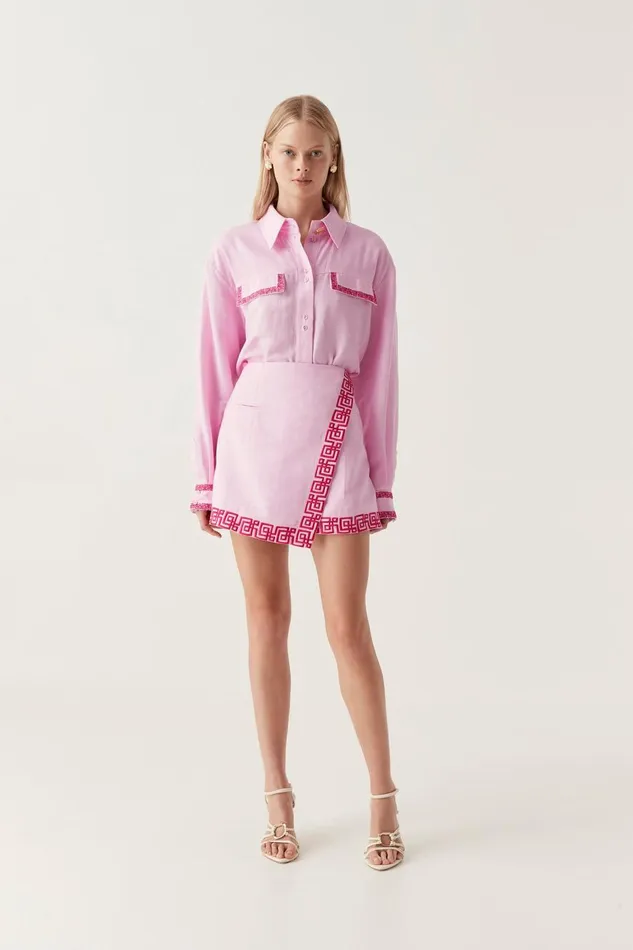 Aje Skirts Voyager Embroidered Mini Skirt Sweet Pinkbrilliant Pink 8211 Women