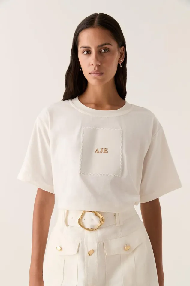Aje Tees Thalia Oversized Tee Ivory 8211 Women