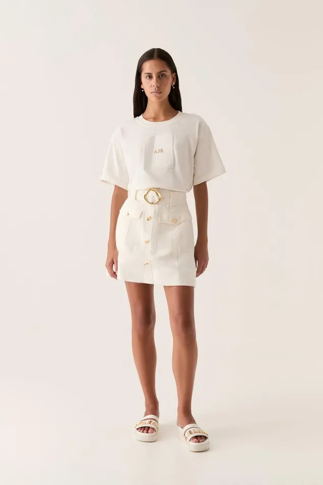 Aje Tees Thalia Oversized Tee Ivory 8211 Women