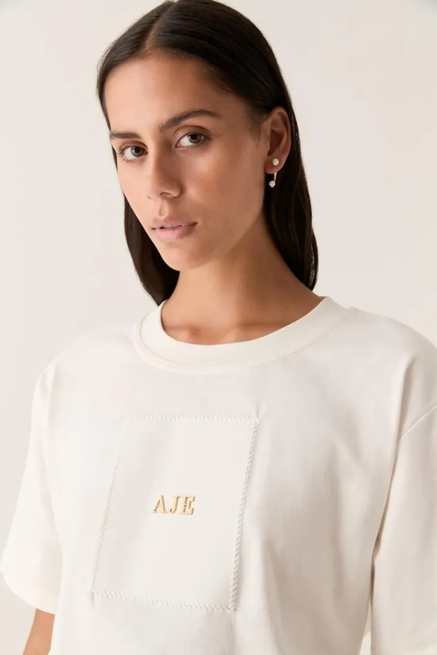 Aje Tees Thalia Oversized Tee Ivory 8211 Women