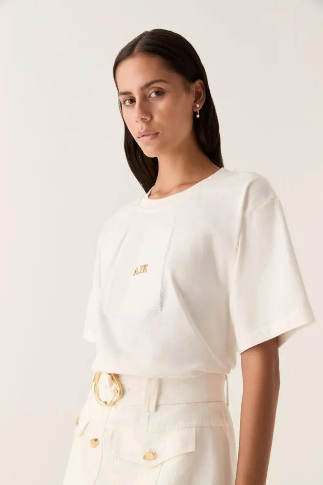 Aje Tees Thalia Oversized Tee Ivory 8211 Women