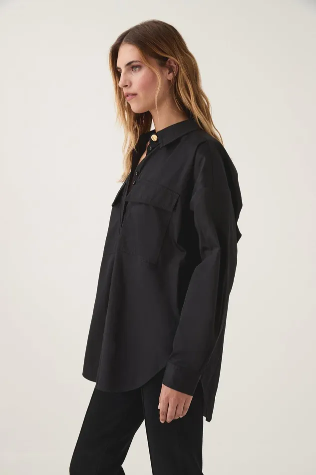 Aje Tops Eaves Oversized Shirt Black 8211 Women Aje Tops Eaves Oversized Shirt Black 8211 Women