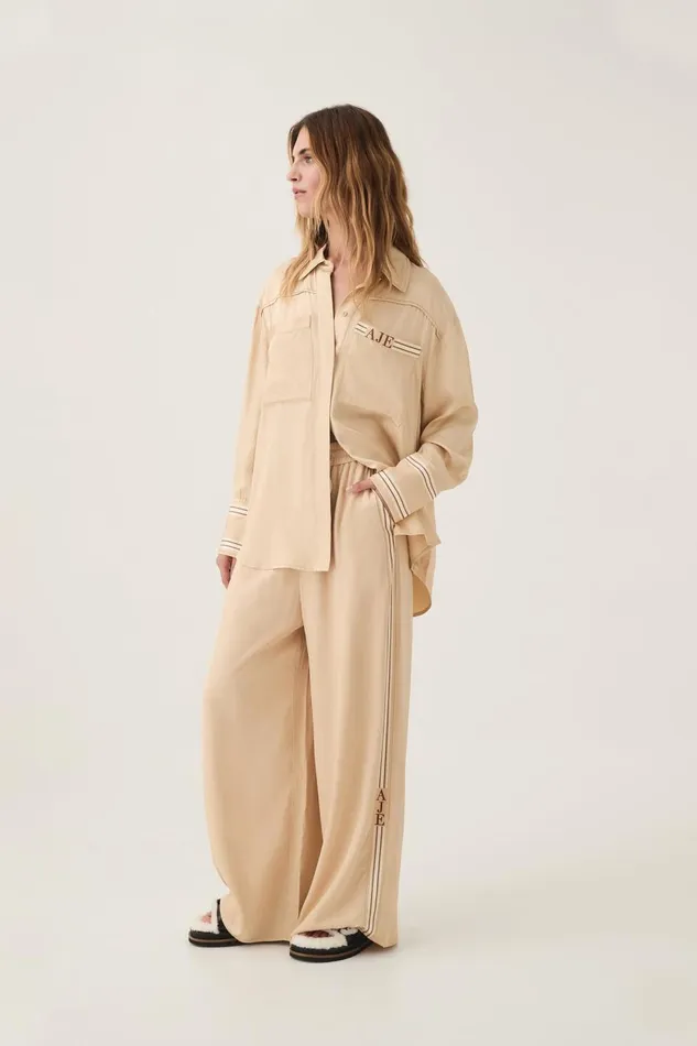 Aje Tops Enfilade Logo Shirt Ecru Beige 8211 Women